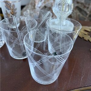 Etched Clear Glass Tumblers - Set of 4